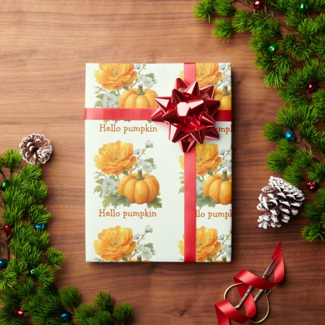 Papel De Presente Olá Pumpkin Floral Halloween Design (Presente de Natal)