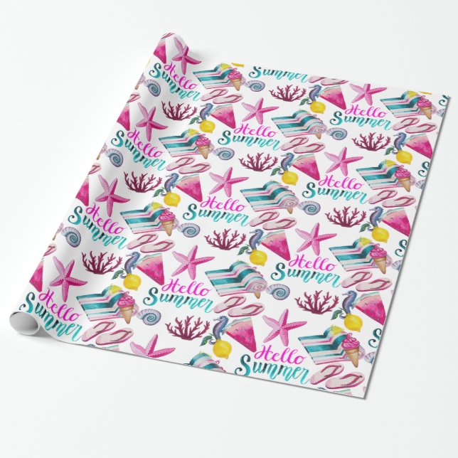 Papel De Presente Olá Summer Beach Thunder-Cove (Desenrolado)