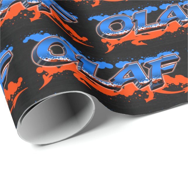Papel De Presente Olaf Vorname Name Graffiti blue orange (Ponta do rolo)