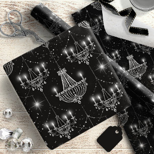 Papel De Presente Old Hollywood B & W Chandeliers ID1108