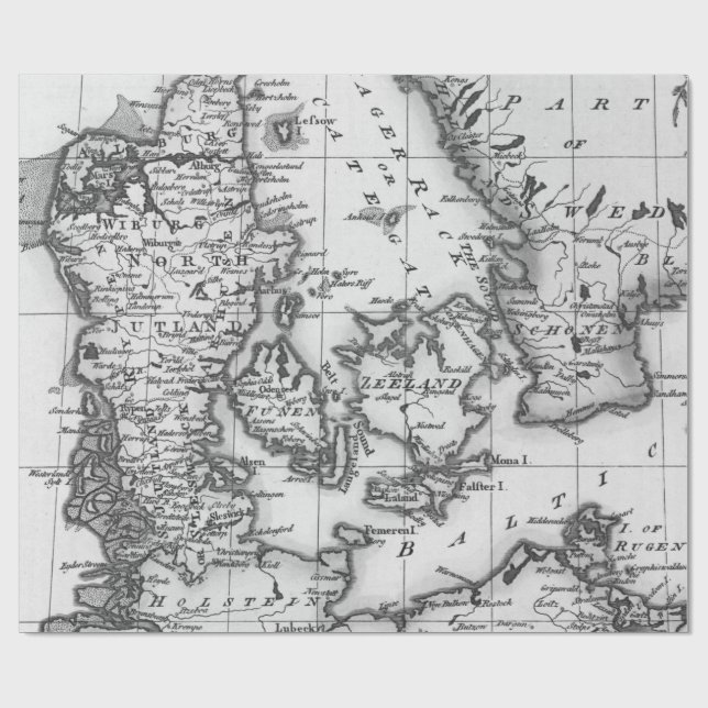 Papel De Presente Old Maps Black and White Wrapping Paper (Aberto)