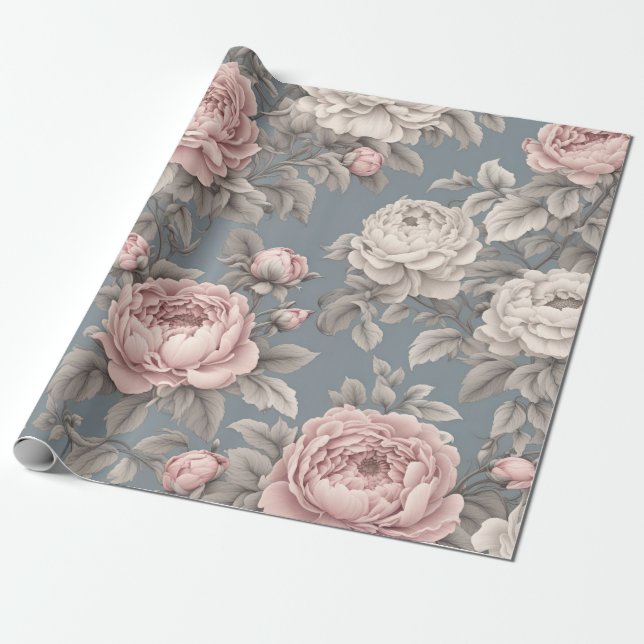 Papel De Presente Old Timey Floral (Desenrolado)