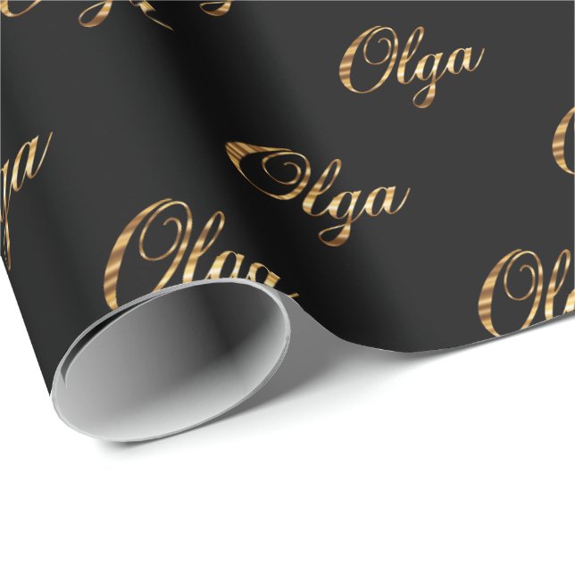 Papel De Presente Olga gold Design Lettering Geschenkpapier (Ponta do rolo)
