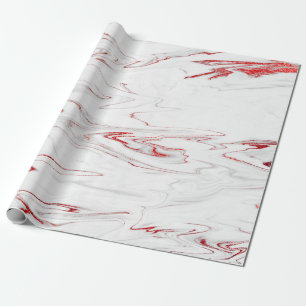 Papel De Presente Olhar de mármore branco e vermelho na moda