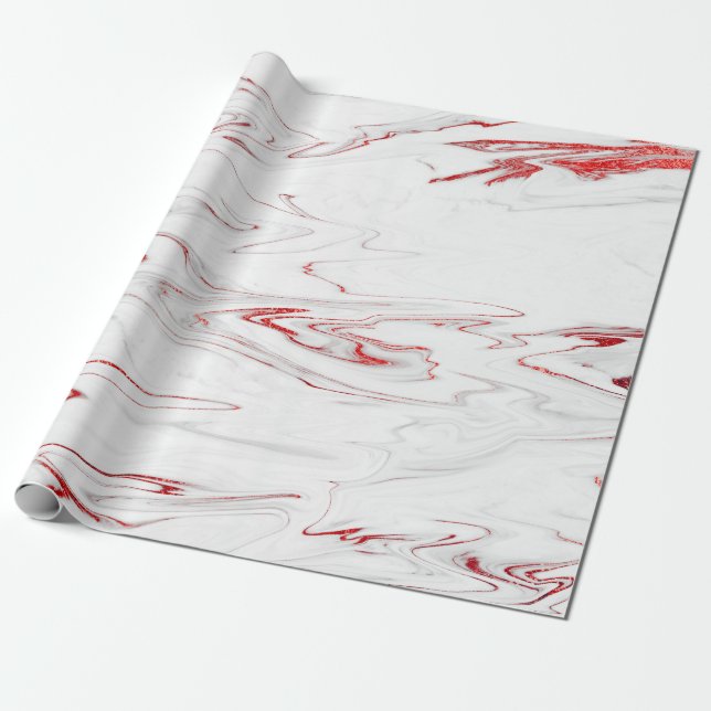 Papel De Presente Olhar de mármore branco e vermelho na moda (Desenrolado)