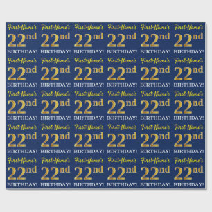 Papel De Presente Olhar Dourado azul, de imitação "2ò ANIVERSÁRI