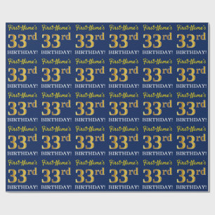 Papel De Presente Olhar Dourado azul, de imitação "3ó ANIVERSÁRI