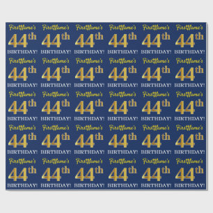Papel De Presente Olhar Dourado azul, de imitação "44o ANIVERSÁRI