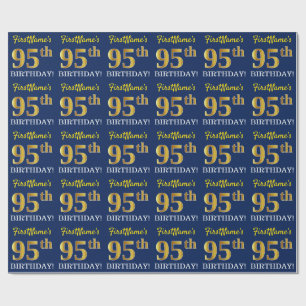 Papel De Presente Olhar Dourado azul, de imitação "95th ANIVERSÁR