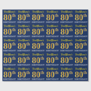 Papel De Presente Olhar Dourado azul, de imitação do "ANIVERSÁRIO