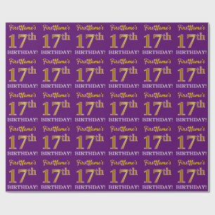 Papel De Presente Olhar Dourado roxo, de imitação "17o ANIVERSÁRI