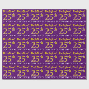 Papel De Presente Olhar Dourado roxo, de imitação "25o ANIVERSÁRI