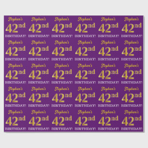 Papel De Presente Olhar Dourado roxo, de imitação "42nd ANIVERSÁR