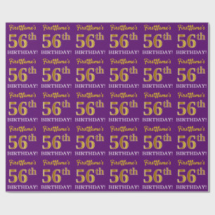 Papel De Presente Olhar Dourado roxo, de imitação "56th ANIVERSÁR