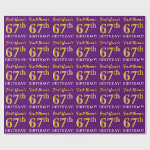 Papel De Presente Olhar Dourado roxo, de imitação "67th ANIVERSÁR