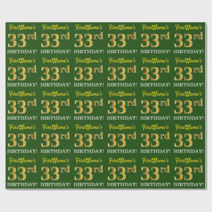 Papel De Presente Olhar Dourado verde, de imitação "3ó ANIVERSÁR