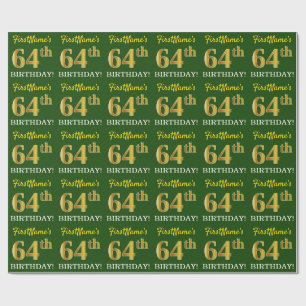 Papel De Presente Olhar Dourado verde, de imitação "64th ANIVERSÁ
