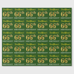 Papel De Presente Olhar Dourado verde, de imitação "66th ANIVERSÁ