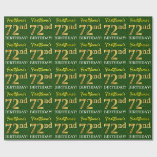 Papel De Presente Olhar Dourado verde, de imitação "72nd ANIVERSÁ