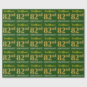 Papel De Presente Olhar Dourado verde, de imitação "82nd ANIVERSÁ
