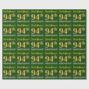 Papel De Presente Olhar Dourado verde, de imitação "94th ANIVERSÁ