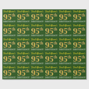 Papel De Presente Olhar Dourado verde, de imitação "95th ANIVERSÁ