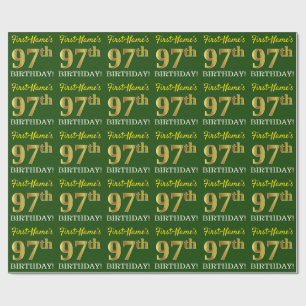 Papel De Presente Olhar Dourado verde, de imitação "97th ANIVERSÁ