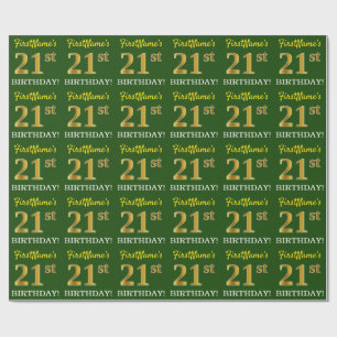 Papel De Presente Olhar Dourado verde, de imitação "aniversário d