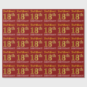 Papel De Presente Olhar Dourado vermelho, de imitação "18o