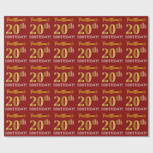 Papel De Presente Olhar Dourado vermelho, de imitação "20o