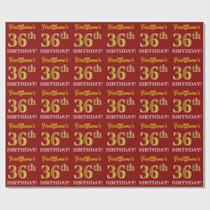 Papel De Presente Olhar Dourado vermelho, de imitação "36th
