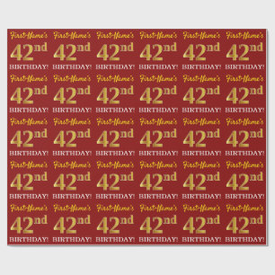 Papel De Presente Olhar Dourado vermelho, de imitação "42nd
