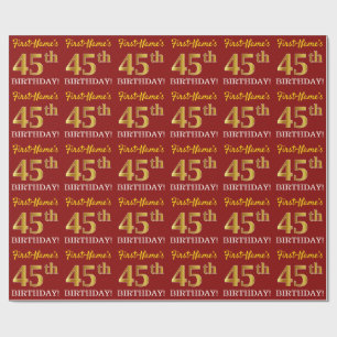 Papel De Presente Olhar Dourado vermelho, de imitação "45th