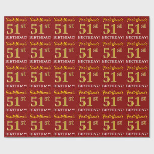 Papel De Presente Olhar Dourado vermelho, de imitação "51st