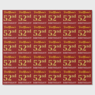 Papel De Presente Olhar Dourado vermelho, de imitação "52nd