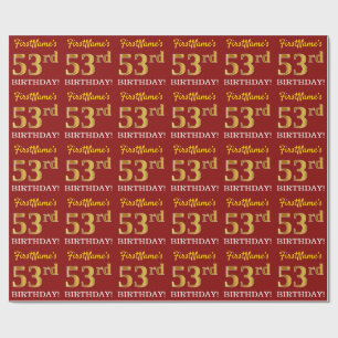 Papel De Presente Olhar Dourado vermelho, de imitação "53rd