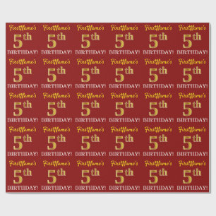 Papel De Presente Olhar Dourado vermelho, de imitação "5o