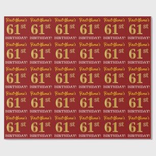 Papel De Presente Olhar Dourado vermelho, de imitação "61st