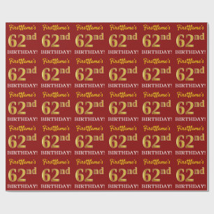 Papel De Presente Olhar Dourado vermelho, de imitação "62nd