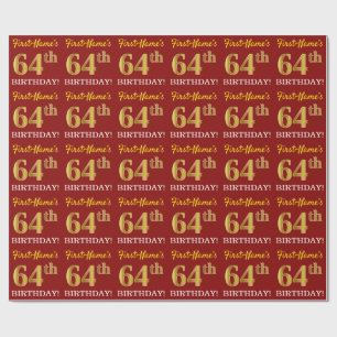 Papel De Presente Olhar Dourado vermelho, de imitação "64th