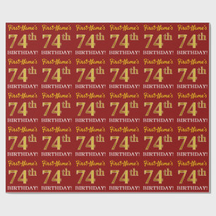 Papel De Presente Olhar Dourado vermelho, de imitação "74th