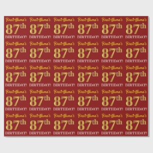 Papel De Presente Olhar Dourado vermelho, de imitação "87th