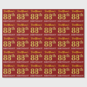 Papel De Presente Olhar Dourado vermelho, de imitação "88th