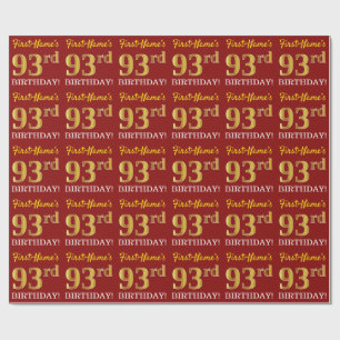 Papel De Presente Olhar Dourado vermelho, de imitação "93rd