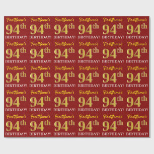 Papel De Presente Olhar Dourado vermelho, de imitação "94th