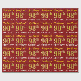 Papel De Presente Olhar Dourado vermelho, de imitação "98th