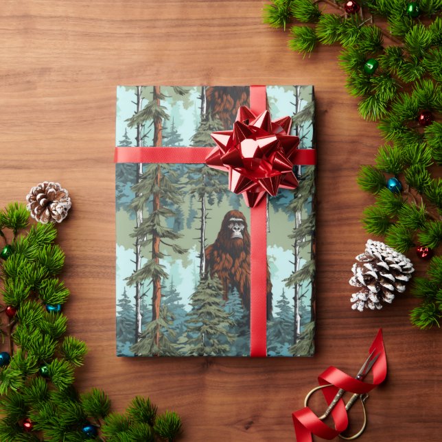 Papel De Presente Olhar fixo na floresta do pé grande assustador  (Presente de Natal)