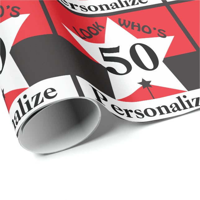 Papel De Presente Olhe quem é 50 - aniversário (Ponta do rolo)