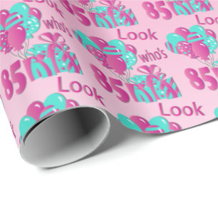 Papel De Presente Olhe quem é 85 no rosa & no Turquoise2 - 85th