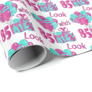 Papel De Presente Olhe quem é 85 no rosa & no Turquoise3 - 85th